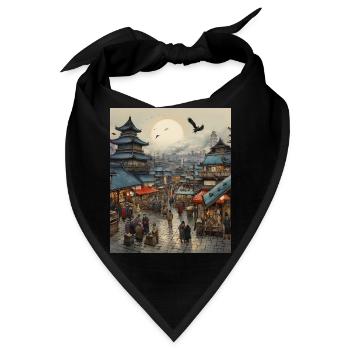Japanische Kunst Japanischer Holzschnitt Kunstdruck Edo - Bandana - Schwarz - Vorne