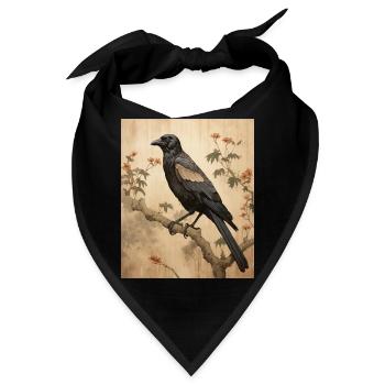 Washi Paper Crow Traditionelle Kunstkopie (2) - Bandana - Schwarz - Vorne