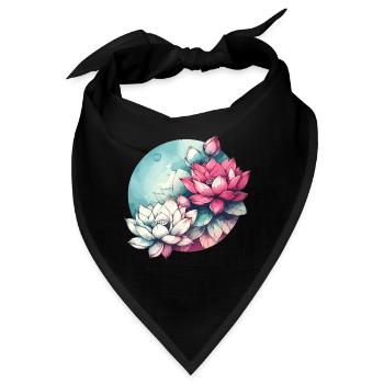 Lotusblüten gezeichnet - Bandana - Schwarz - Vorne