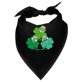 Krankenschwester Hemd, Smaragdblatt Minze Vierblättriges Kleeblatt - Bandana - Schwarz - Vorne