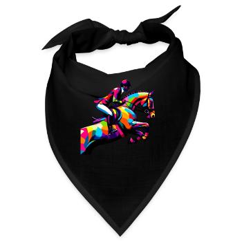 Pop Art Reitpferde Reiterpferd Pferd - Bandana - Schwarz - Vorne