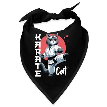 Lustige Katze Karate Cat Kampfsport Design - Bandana - Schwarz - Vorne