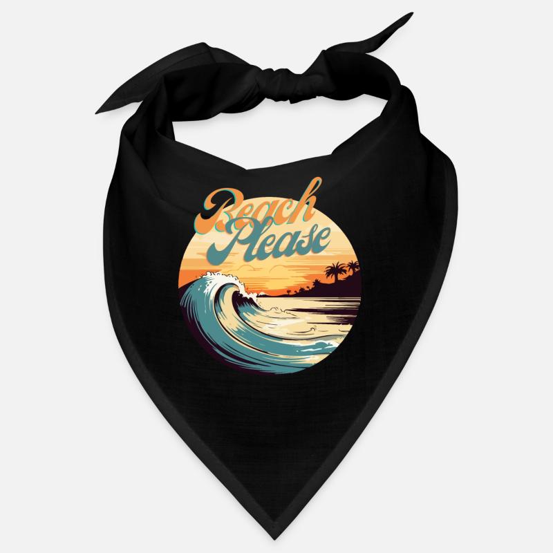 BeachPlease Vague Retro du Coucher de Soleil - Bandana - noir