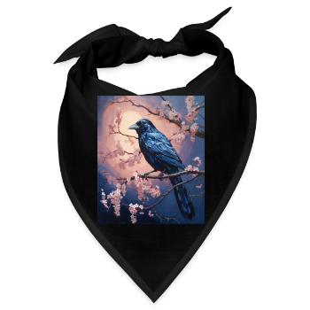 Japanische Kunst Japanischer Holzschnitt Kunstdruck Sakura - Bandana - Schwarz - Vorne