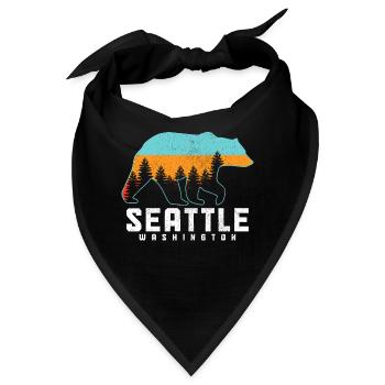Seattle Washington Souvenir Geschenk - Bandana - Schwarz - Vorne