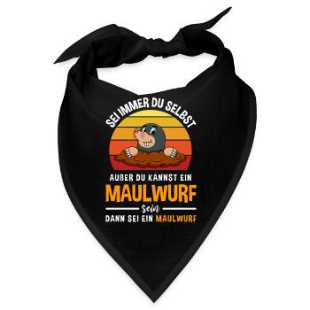 Maulwurfshügel Retro Maulwurf Motiv - Bandana - Schwarz - Vorne