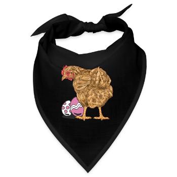 Huhn Federvieh Geflügel Eier Ei Ostern Osterei - Bandana - Schwarz - Vorne