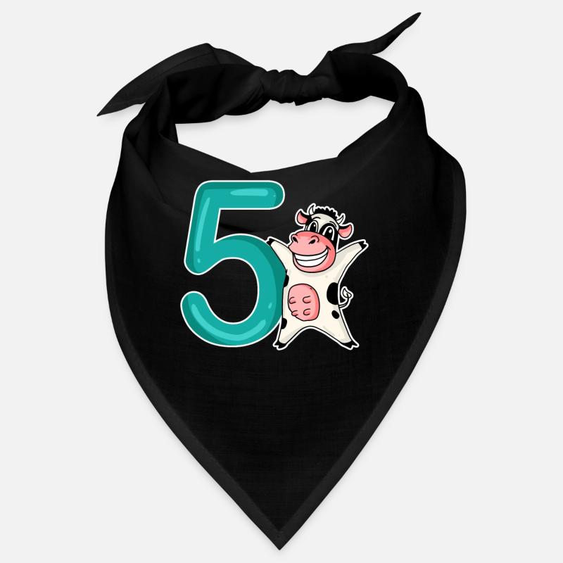 5th Birthday Motif Cow - Five Years Old Bandana
