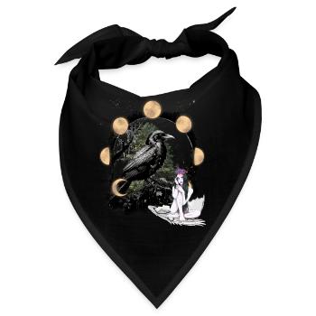 Rabe Mädchen Fantasy Dark Mond Natur Okkult - Bandana - Schwarz - Vorne