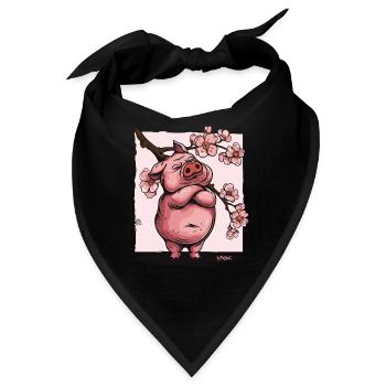 Beleidigtes japanisches Sakura Blüten Schwein - Bandana - Schwarz - Vorne