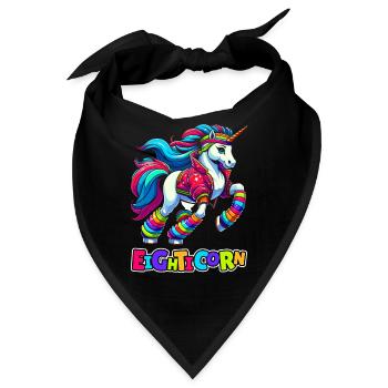 80s Achtziger Einhorn Eighticorn - Bandana - Schwarz - Vorne