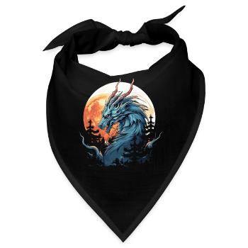 Full Moon Forest Traditional Chinese Dragon - Bandana - Schwarz - Vorne
