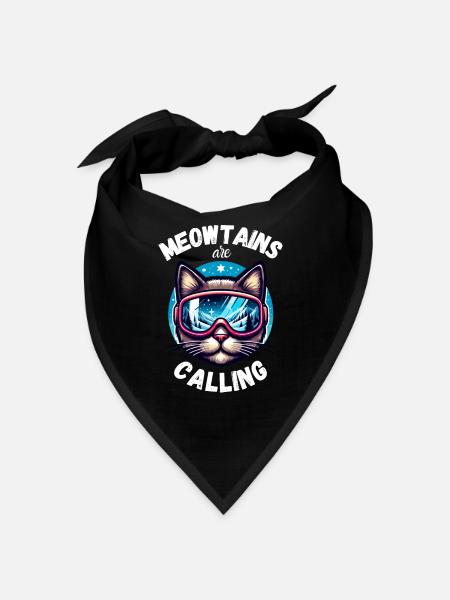 Katze Snowboard Ski laufen Winter Berge Skiurlaub - Bandana - Schwarz