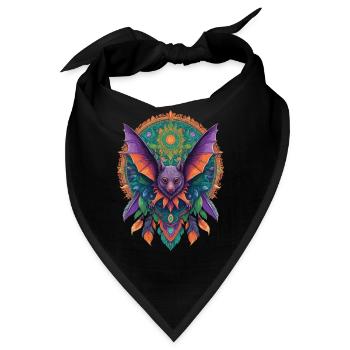 Flughund Mandala Traumfänger Design - Bandana - Schwarz - Vorne
