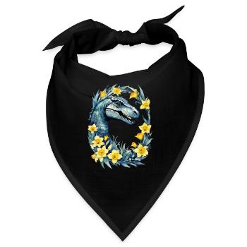 Trex Dinosaurier Narzissen - Bandana - Schwarz - Vorne