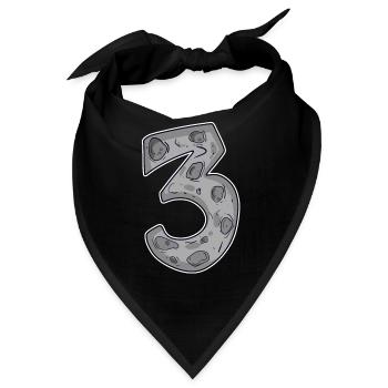 Drei - 3 - Nummer 3 - Zahl 3 - Bandana - Schwarz - Vorne