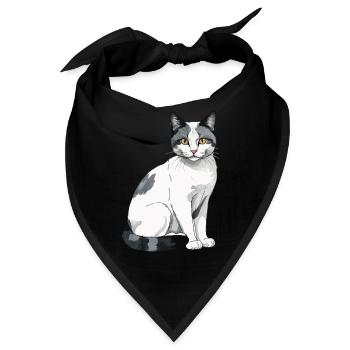 Hauskatzen Besitzer Niedliche Katze Katzen Dame - Bandana - Schwarz - Vorne