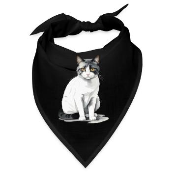 Hauskatzen Besitzer Niedliche Katze Katzen Dame - Bandana - Schwarz - Vorne