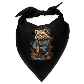 Vintage Marderhund Japanischer Sake Kunst - Bandana - Schwarz - Vorne