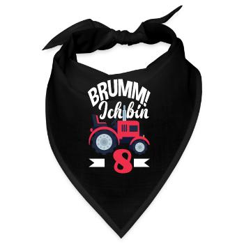 8. Geburtstag Traktor 8 Jahre Geburtstagsshirt - Bandana - Schwarz - Vorne