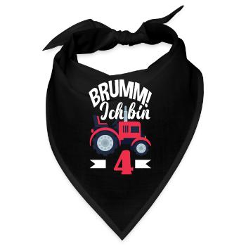 4. Geburtstag Traktor 4 Jahre Geburtstagsshirt - Bandana - Schwarz - Vorne