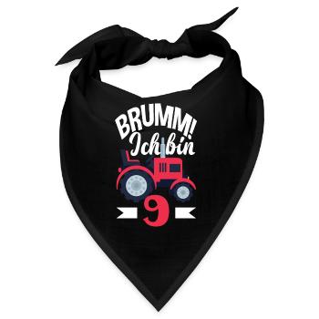9. Geburtstag Traktor 9 Jahre Geburtstagsshirt - Bandana - Schwarz - Vorne