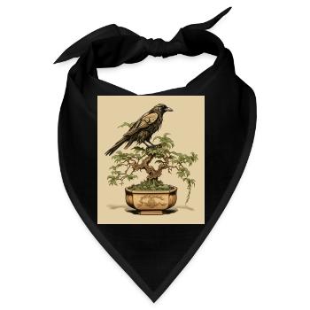 Japanische Kunst Japanischer Holzschnitt Kunstdruck Bonsai - Bandana - Schwarz - Vorne