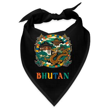 Bhutan Drache Südasien Thimphu - Bandana - Schwarz - Vorne
