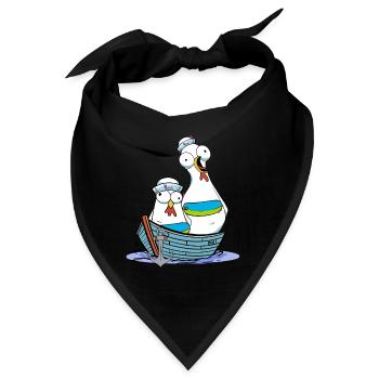 Huhn Matrose Seemann maritim Anker Ahoi Reise - Bandana - Schwarz - Vorne