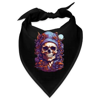 Psychedelic Skull Art Wald Pilze Musik Festival - Bandana - Schwarz - Vorne