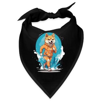 Laufender Shiba Hund Begeistert Jogger - Bandana - Schwarz - Vorne