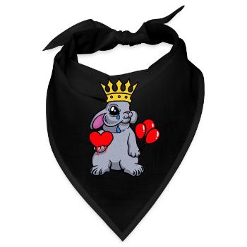 Hase König Herz Fantasy Kaninchen Gefühle Emotion - Bandana - Schwarz - Vorne