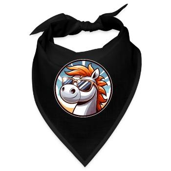 Pferd mit Sonnenbrille in Comicstyle - Bandana - Schwarz - Vorne