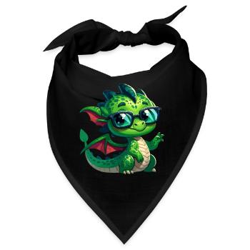 Drache mit Brille in Comicstyle - Bandana - Schwarz - Vorne