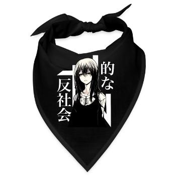 Anti Social Anime Girl Edgy Japanese Alt Fashion M - Bandana - Schwarz - Vorne