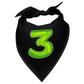 Drei - 3 - Nummer 3 - Zahl 3 - Bandana - Schwarz - Vorne
