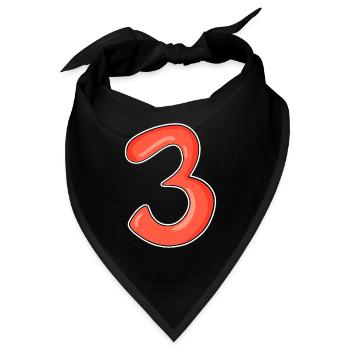Drei - 3 - Nummer 3 - Zahl 3 - Bandana - Schwarz - Vorne