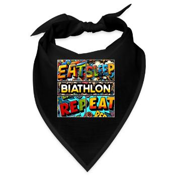 Eat sleep Biathlon repeat - Bandana - Schwarz - Vorne