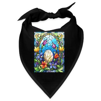 Spring Wildflower Easter Egg Stained Glass Gardeni - Bandana - Schwarz - Vorne