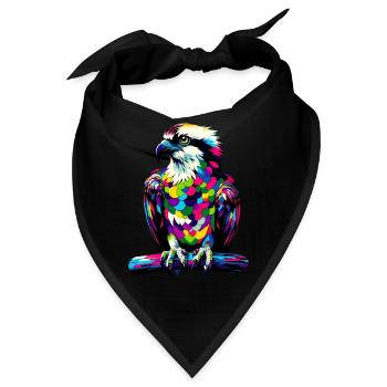 Bunte Pop Art Fischadler Seefalken Fischadler - Bandana - Schwarz - Vorne
