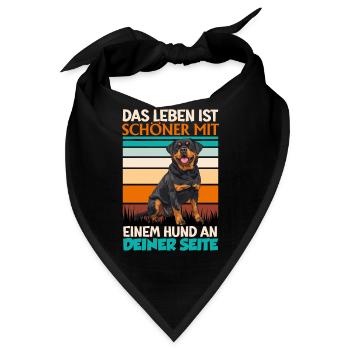 Rottie DAS LEBEN IST SCHÖNER MIT EINEM HUND - Bandana - Schwarz - Vorne