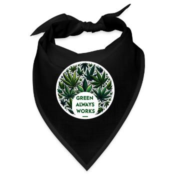 Hanf, Cannabis, Babak, Green Always Works - Bandana - Schwarz - Vorne