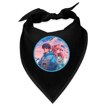 Broken Mixtape Anime Paar Vaporwave Melancholie - Bandana - Schwarz - Vorne
