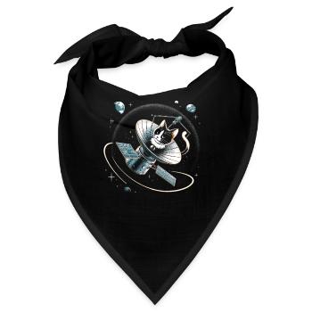 Katze Astronaut Astronomie Äußeres Sonnensystem - Bandana - Schwarz - Vorne