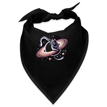 Katze Astronaut Astronomie Äußeres Sonnensystem - Bandana - Schwarz - Vorne