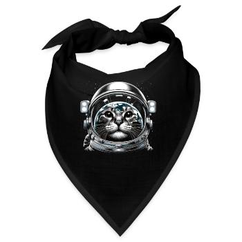 Katze Astronaut Astronomie Äußeres Sonnensystem - Bandana - Schwarz - Vorne