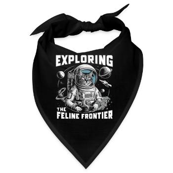 Katze Astronaut Astronomie Äußeres Sonnensystem - Bandana - Schwarz - Vorne