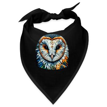 Polygon Art Schleiereule Eulen - Bandana - Schwarz - Vorne