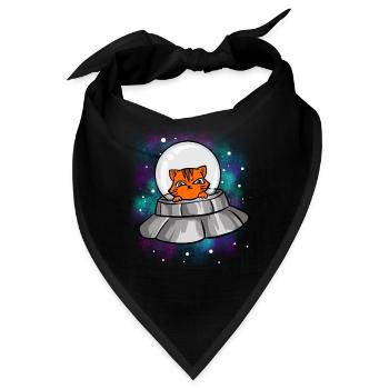 Alien UFO Katze T-Shirt Niedliche Katze Außerirdische - Bandana - Schwarz - Vorne