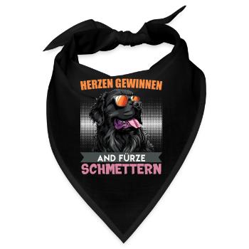 Neufundländer HERZEN GEWINNEN UND FÜRZE SCHMETTERN - Bandana - Schwarz - Vorne